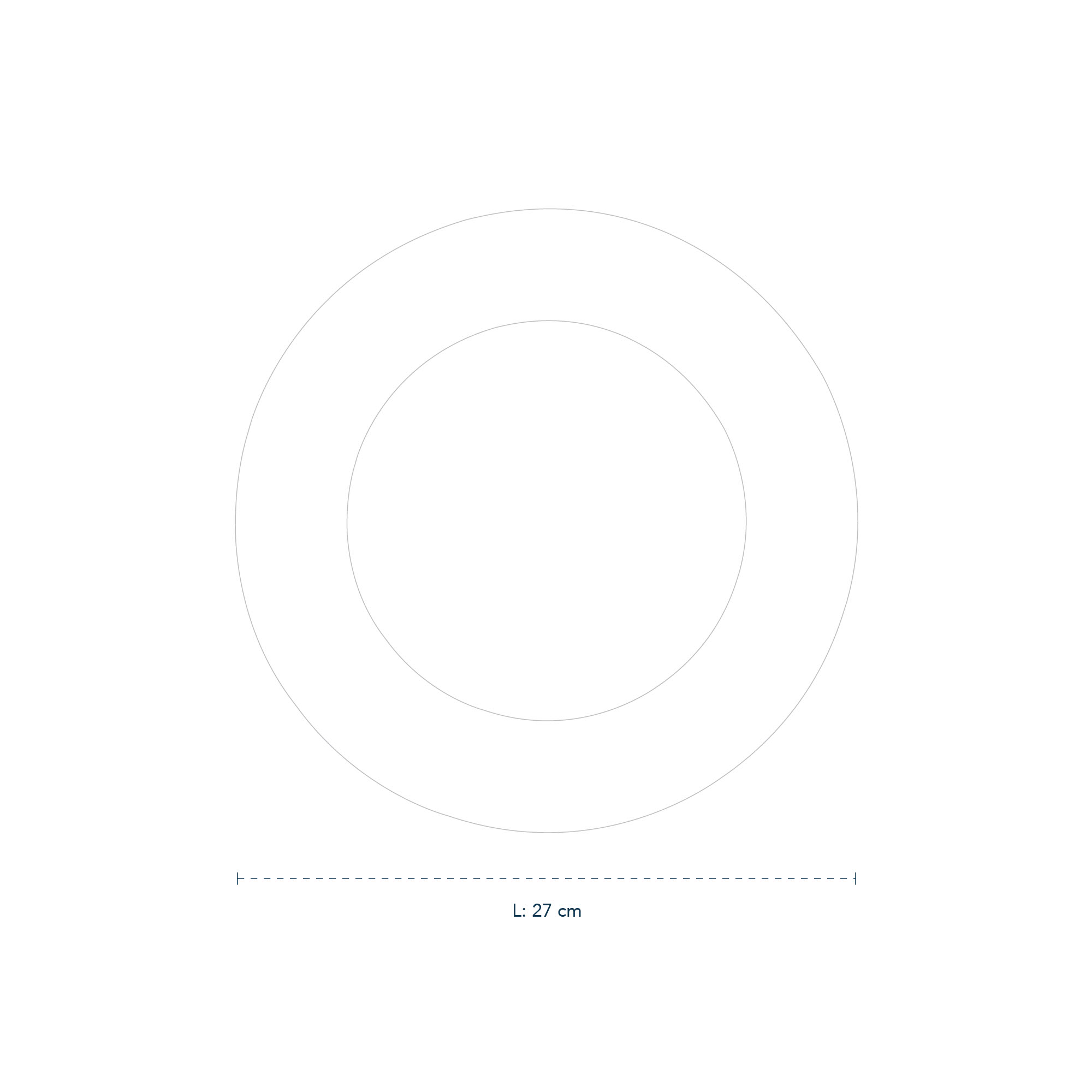 Line drawing of Black Fluted Mega Plate 27 CM